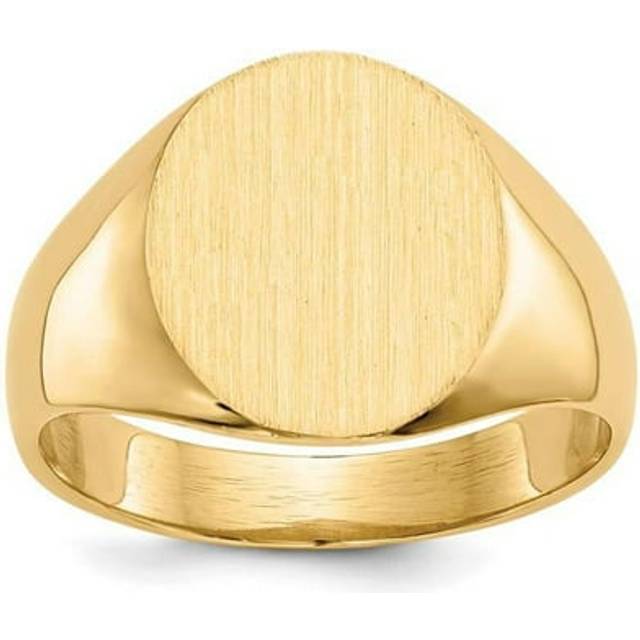14K Yellow Gold 14 x 13 mm Closed Back Mens Signet Ring - Size 10