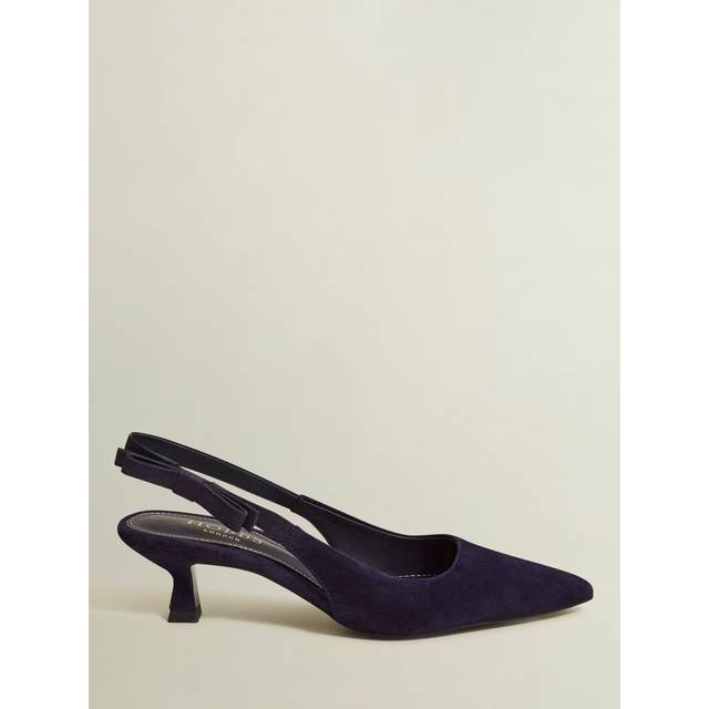 Hobbs Safia Suede Slingback Kitten Heel Court Shoes, Midnight
