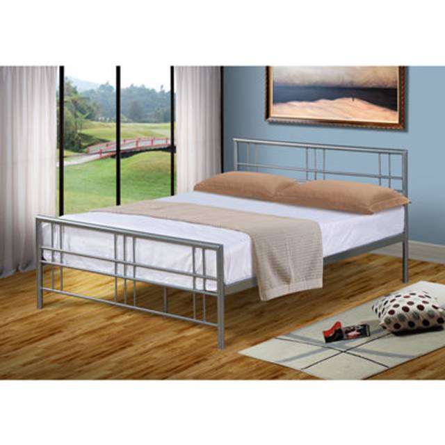 Fabric Diamante Ottoman Bed Frame in Silver or Grey - Grey / Double