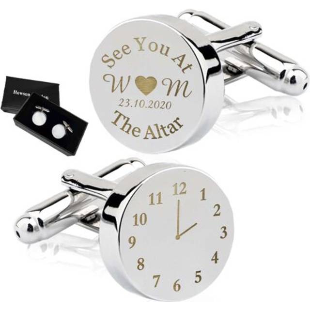 Personalised mens cufflinks custom engraved engagement wedding day groom gifts