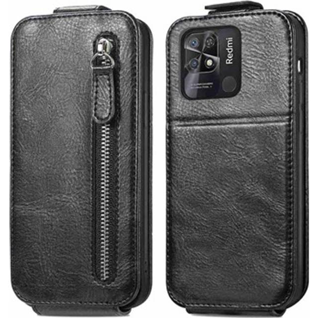 Blixtlåsficka Xiaomi Redmi 10C Vertikalt Flip Fodral - Svart