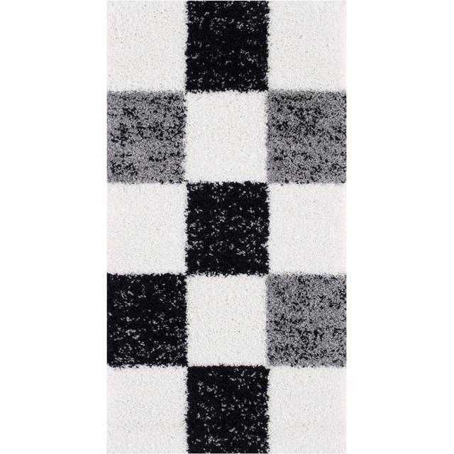 THE RUGS Fluffy and Soft Shaggy Rugs Living Room Rug in Grey - Elegant Geometric Design Carpets For Bedrooms And Kitchen - 381 - 80cm x 150cm