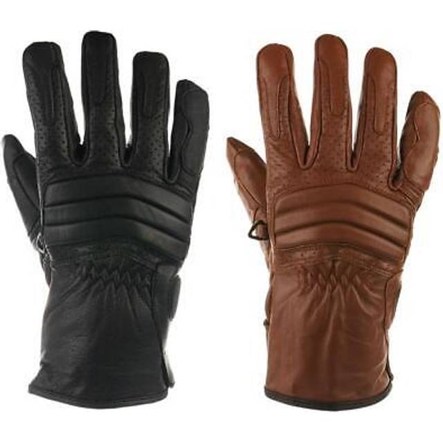 Bike it cruiser vintage leather summer motorcycle gloves perforated black brown