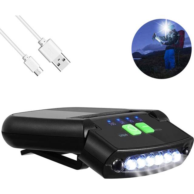 Led Clip On Cap Lights Usb Rechargeable Cap Flashlight Clip Waterproof Ultra Bright Hands-Black