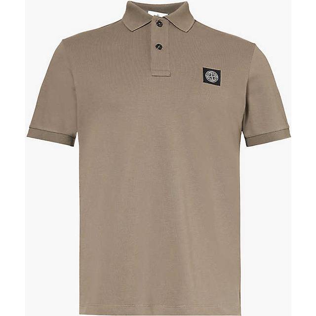 Stone Island Mens Walnut Brand-patch Short-sleeved Stretch-cotton-piqu&#233; Polo Shirt M - WALNUT