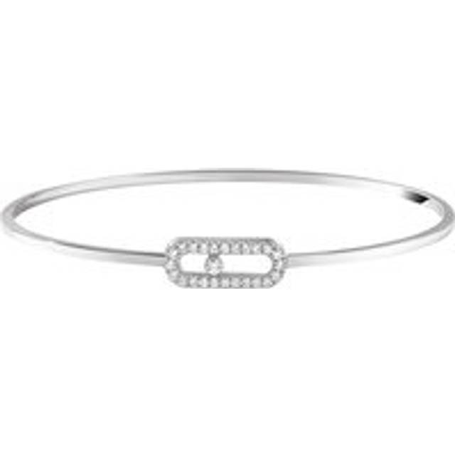 Messika Move Uno 18ct White Gold 0.18ct Diamond Pave Flex Bangle - M (15.5-16cm)