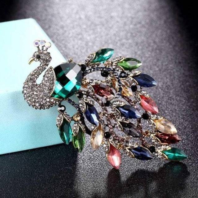 zlxgirl Big size Rhinestone Peacock Brooch jewelry of wedding bridal bijoux Women's Pin Brooch fashion scarf pins hats accessory