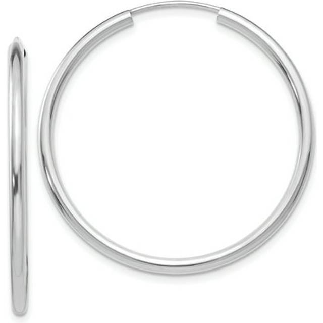 14K White Gold Polished Endless 2 mm Hoop Earrings