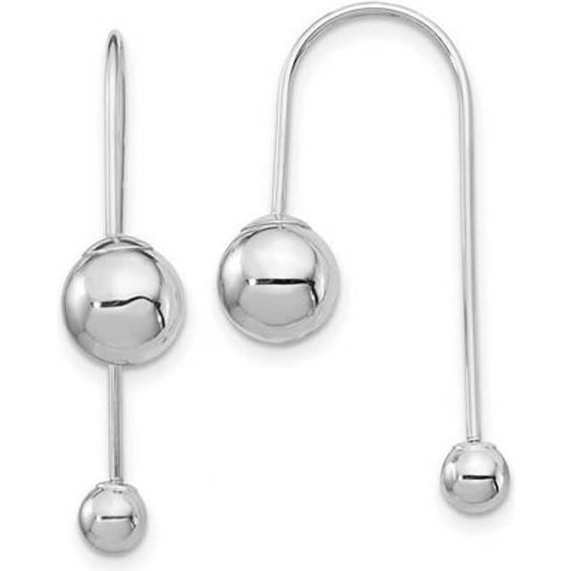 14K White Gold Bead with Screw End Threader Earrings