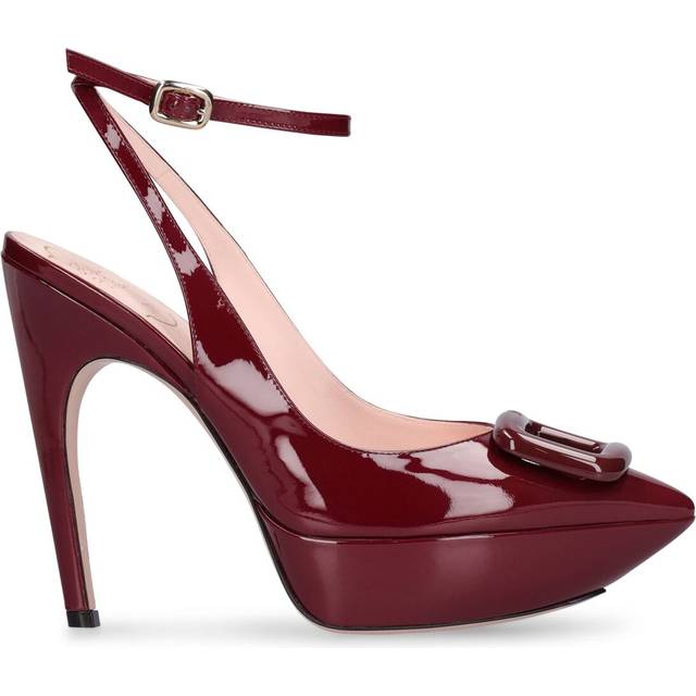 125mm Choc Patent Leather Slingbacks