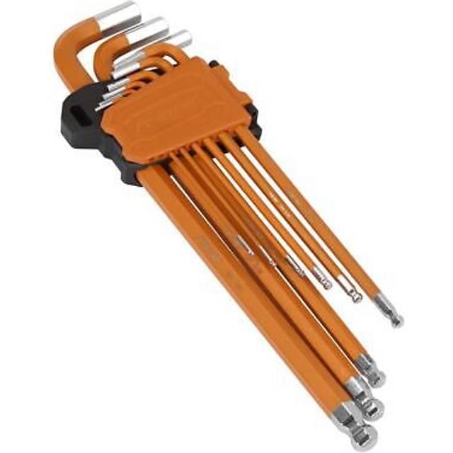 Sealey 9 Piece Extra Long Ball End Hexagon Allen Key Set Imperial