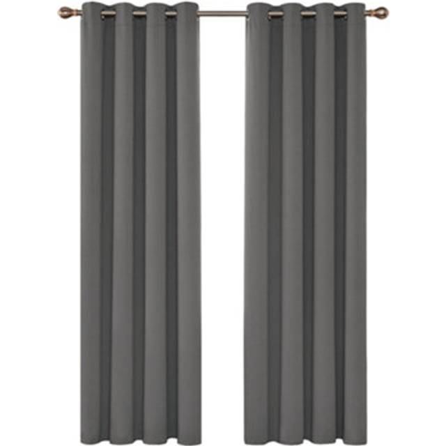 Deconovo Mörkläggningsgardiner öljetter termiska gardiner Ogenomskinliga gardiner, 214x107cm (höjd x bredd), ljusgrå, uppsättning med 2