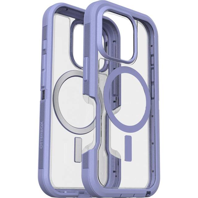 OtterBox Defender Series XT MagSafe skal för iPhone 16 Pro med MagSafe, extra stöttåligt, fallsäkert,skyddande skal, testad till militärstandard x7, Klar/Lila