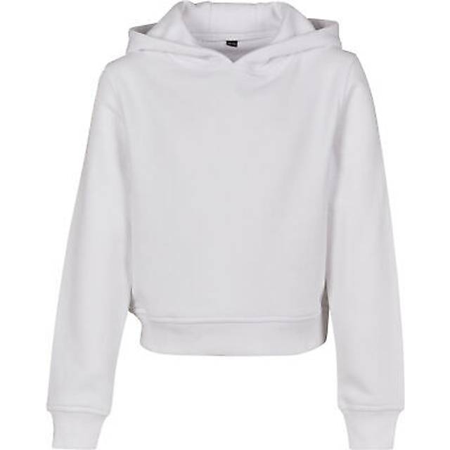 (13-14 Years, White) Build Your Brand Girls Cropped Hoodie
