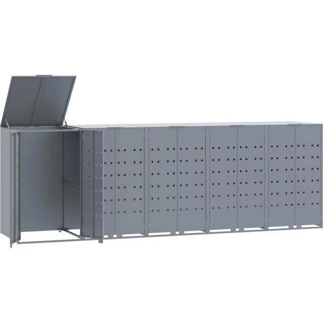 vidaXL Wheelie Bin Storage for 5 Bins Grey 345x79x117 cm Steel