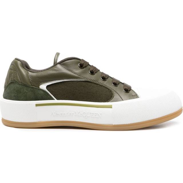 Alexander McQueen - Deck Plimsoll leather sneakers - men - Lamb Skin/Calf Leather/Fabric/Fabric/Rubber - 40 - Green