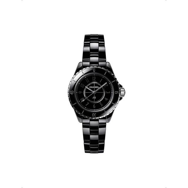 Chanel Womens Black H6346 J12 Phantom Ceramic and Stainless Steel Quartz Watch 33mm - BLACK