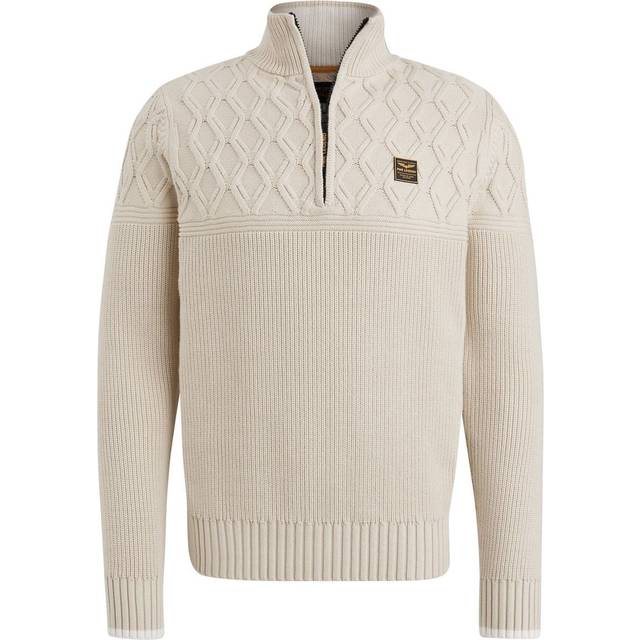 PME Legend Knitted Half Zip Pullover Ecru Off-White Beige size M