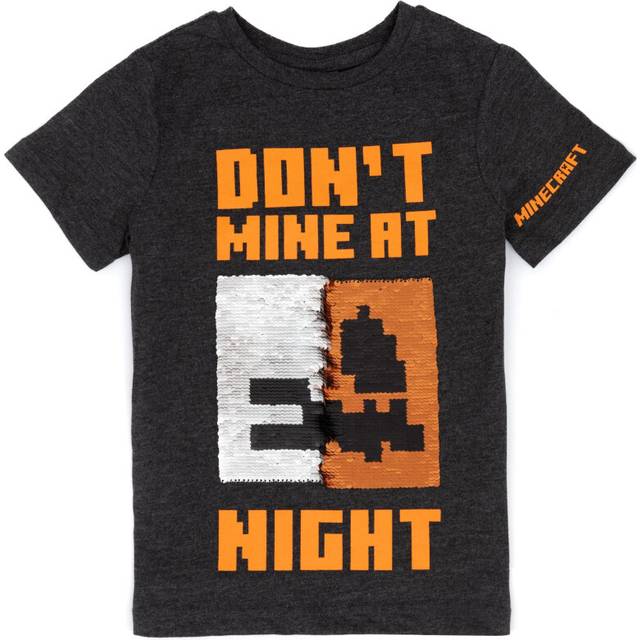 (5-6 Years) Minecraft T-Shirt Boys Halloween Pumpkin Creeper Flip Sequin Grey Top
