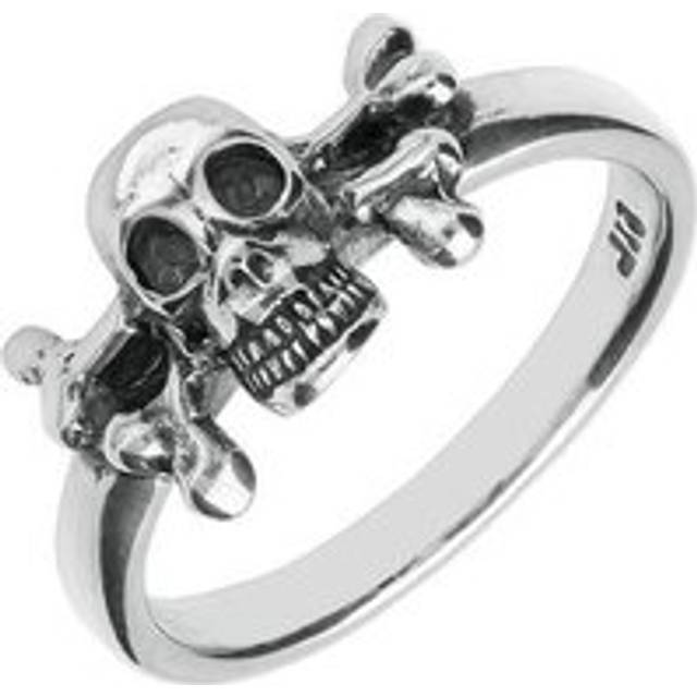 Sterling Silver Skull And Crossbones Ring - Silver
