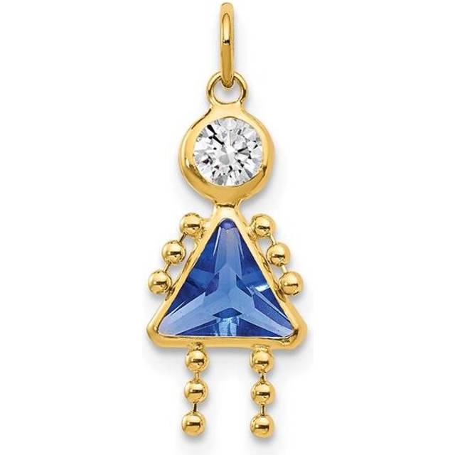 10K Yellow Gold September Girl Birthstone Charm