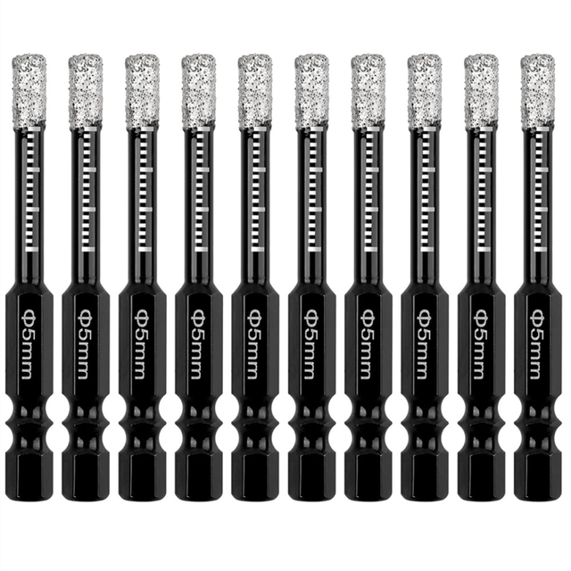 10Pcs Dry Diamond Drill Bits Set,3/16In Hex ShankTile Core Drill Bit for Tile Ceramic GraniteMarble Stone Hard Materials