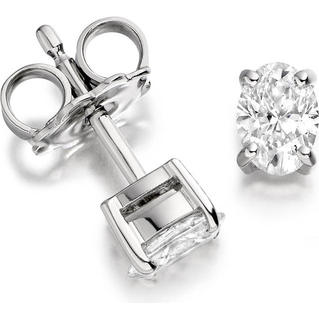 Newbridge Silverware 18ct White Gold Oval Shape Diamond Earrings
