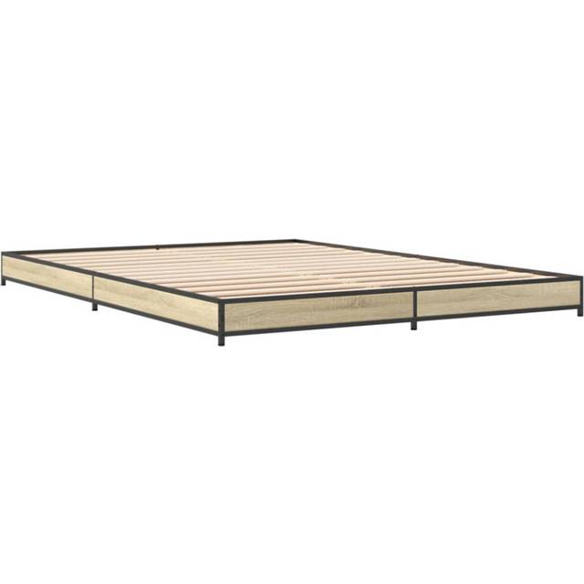 (sonoma oak, 120 x 200 cm/ 14.5 cm) vidaXL Bed Frame Bed Black 180x200 cm Super King Engineered Wood and Metal