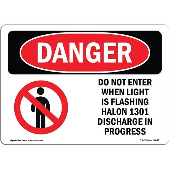 SignMission OS-DS-D-35-L-1647 OSHA Danger Sign - Do Not Enter When Light is Flashing