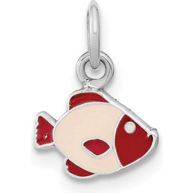 Finest Gold Sterling Silver Rhodium-Plated Polished Enameled Fish Pendant
