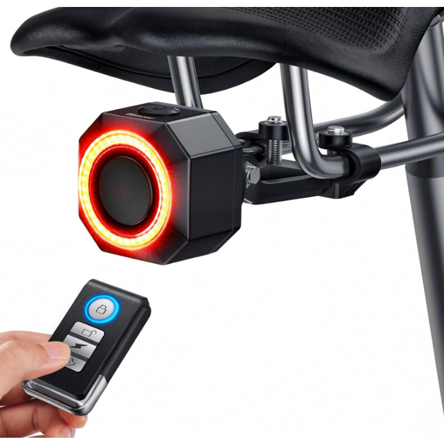 Chronus Remote Bike Tail Light with Alarm, Auto ON/Off, Long Battery Life Rechargeable Bike Back Light, 110dB Loud Antitheft Alarm(Black)