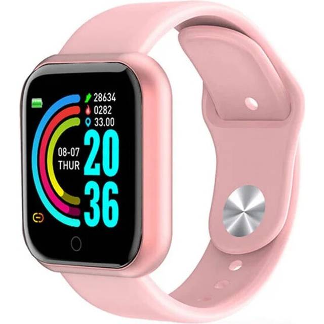 (Pink, With Original Box) Y68 Smart Watch Color Screen Step Counting Multi Sport Mode Message Reminder