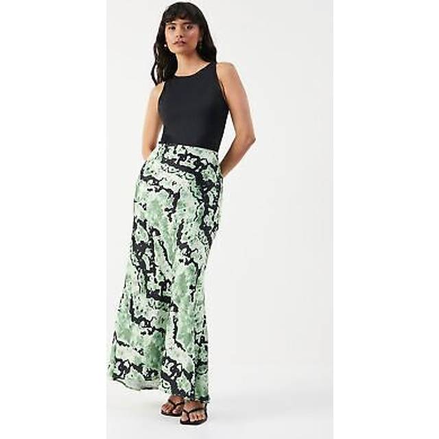 Warehouse Womens Premium Satin Midaxi Skirt - Khaki - Size 12 UK