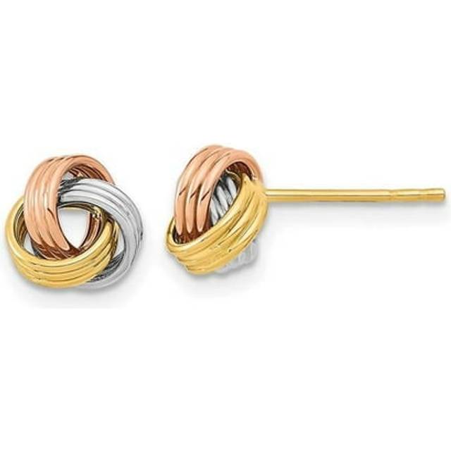 14K Tri-Color Polished Love Knot Post Earrings
