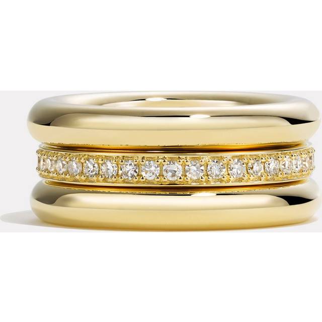 By Pariah Triple Gold &amp; Diamond Pinky Ring Stack - 45