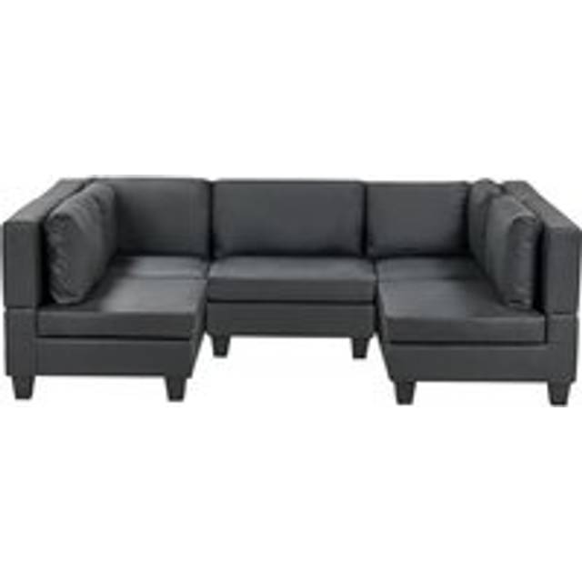 Beliani Modular U-Shape Sofa 5 Seater Unstad Faux Leather Black - One Size