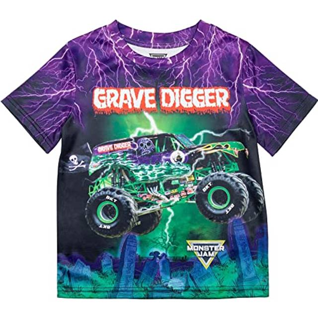 Monster Jam Grave Digger Big Boys Graphic TShirt PurpleGreen 1012