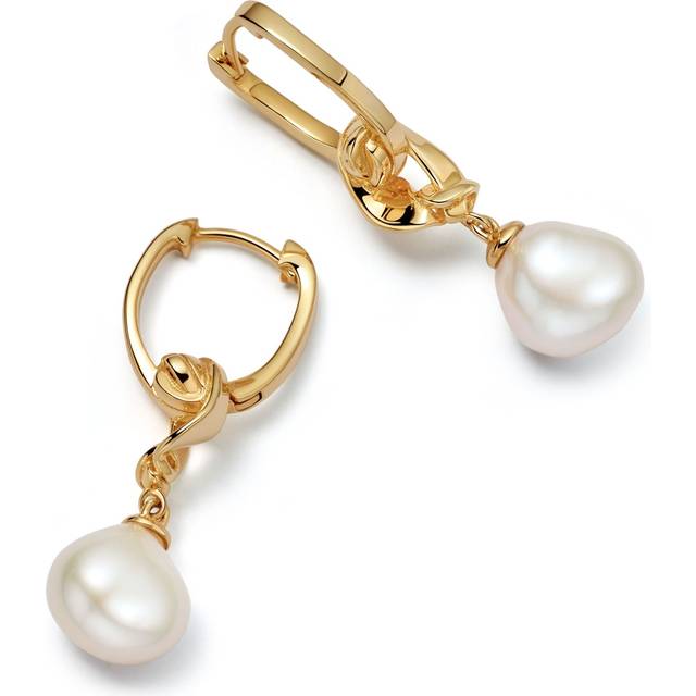 Astley Clarke Floe Pearl Drop Huggie Earrings, Gold