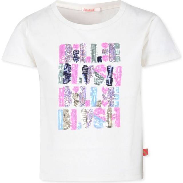 Billieblush - sequin-embellished logo t-shirt - kids - Cotton - 5 - White