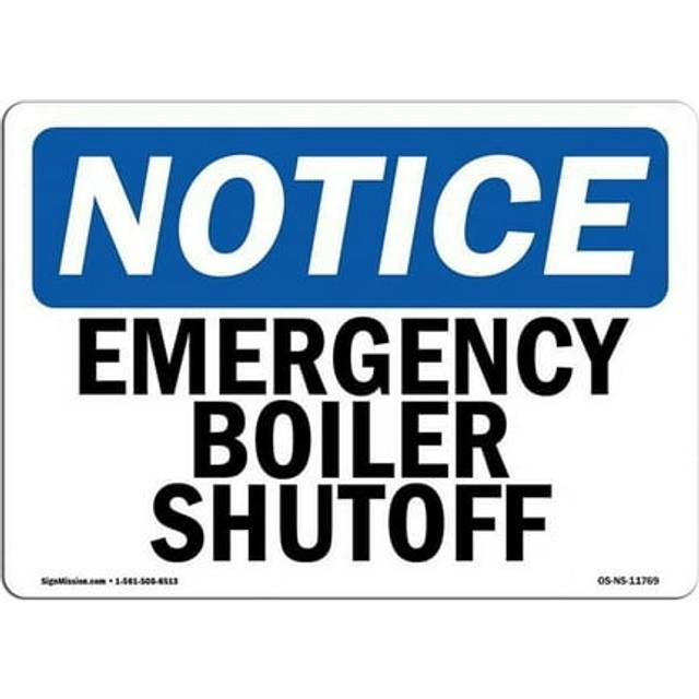 SignMission OS-NS-D-35-L-11769 OSHA Notice Sign - Emergency Boiler Shutoff