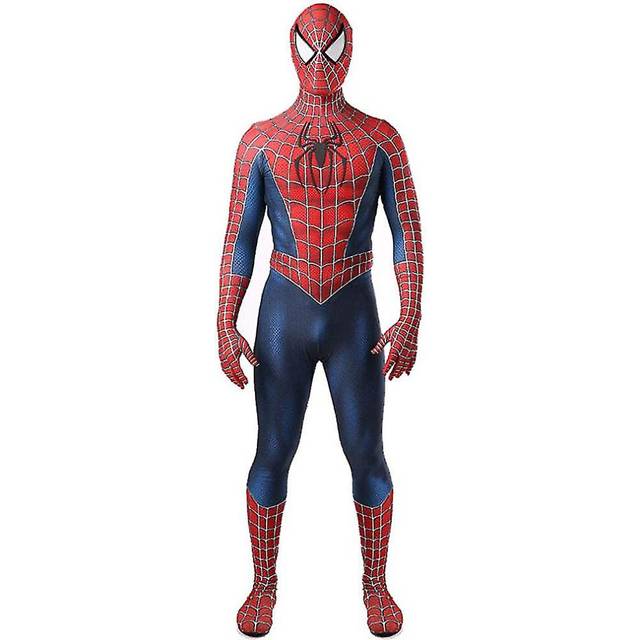 (red, 120) Tobey Maguire Spiderman Costume Black/red Raimi Spider Man Cosplay Superhero Zentai Suit Halloween Costumes