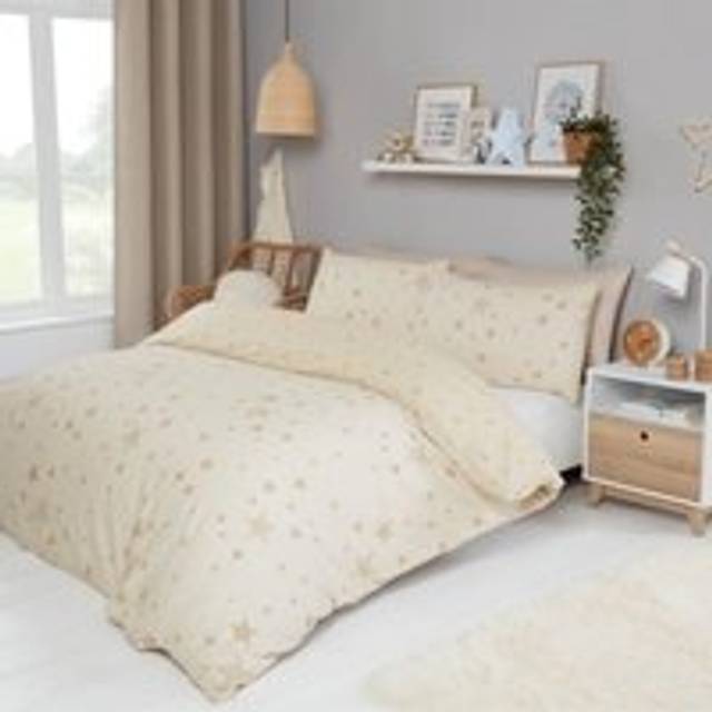 Dreamscene Textured Stars Junior/Cot Duvet Set - Cream - Natural