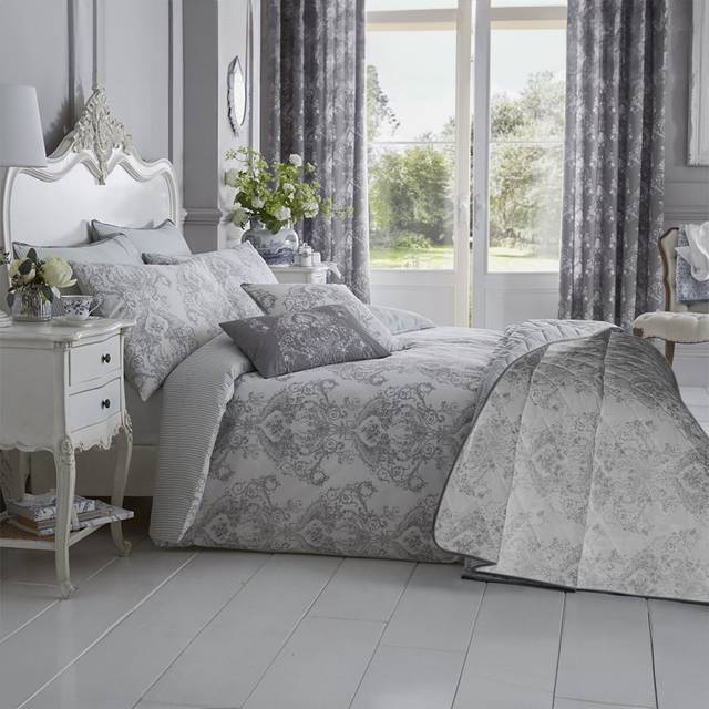 Bellissimo Home Single Grey Toile Duvet Set - Multi