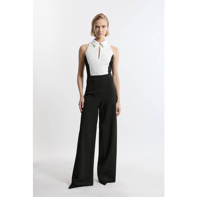 Tall Compact Stretch Tailored Sleeveless Jumpsuit - Mono