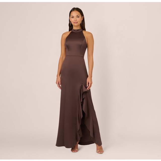 Halter Slim Coulmn Gown - Brown - 16