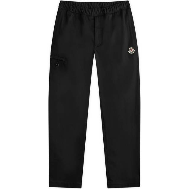 Moncler, Straight Trousers, male, Black, M, Black Technical Fabric Elastic Waist Trousers
