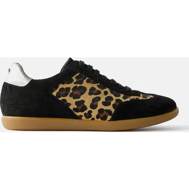 Mint Velvet Suede Leopard Print Trainers, Natural/Multi