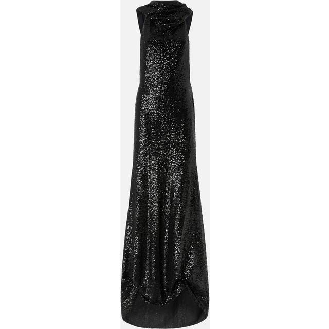 PINKO, Gowns, female, Black, S, Sequin Embroidered Sleeveless Long Dress