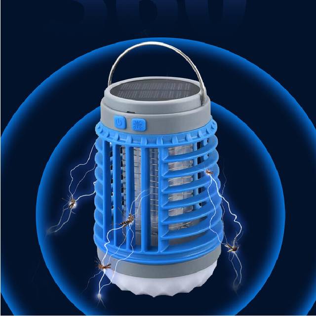 Solar Mosquito Lamp Electric Insect Trap Catcher Killer Bug Trap Outdoor Blue
