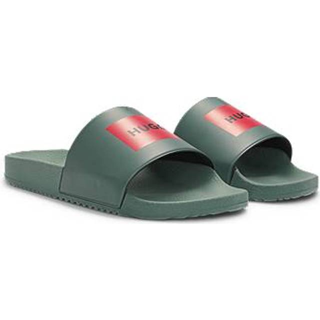 Italian-made slides with logo label - Light Green
